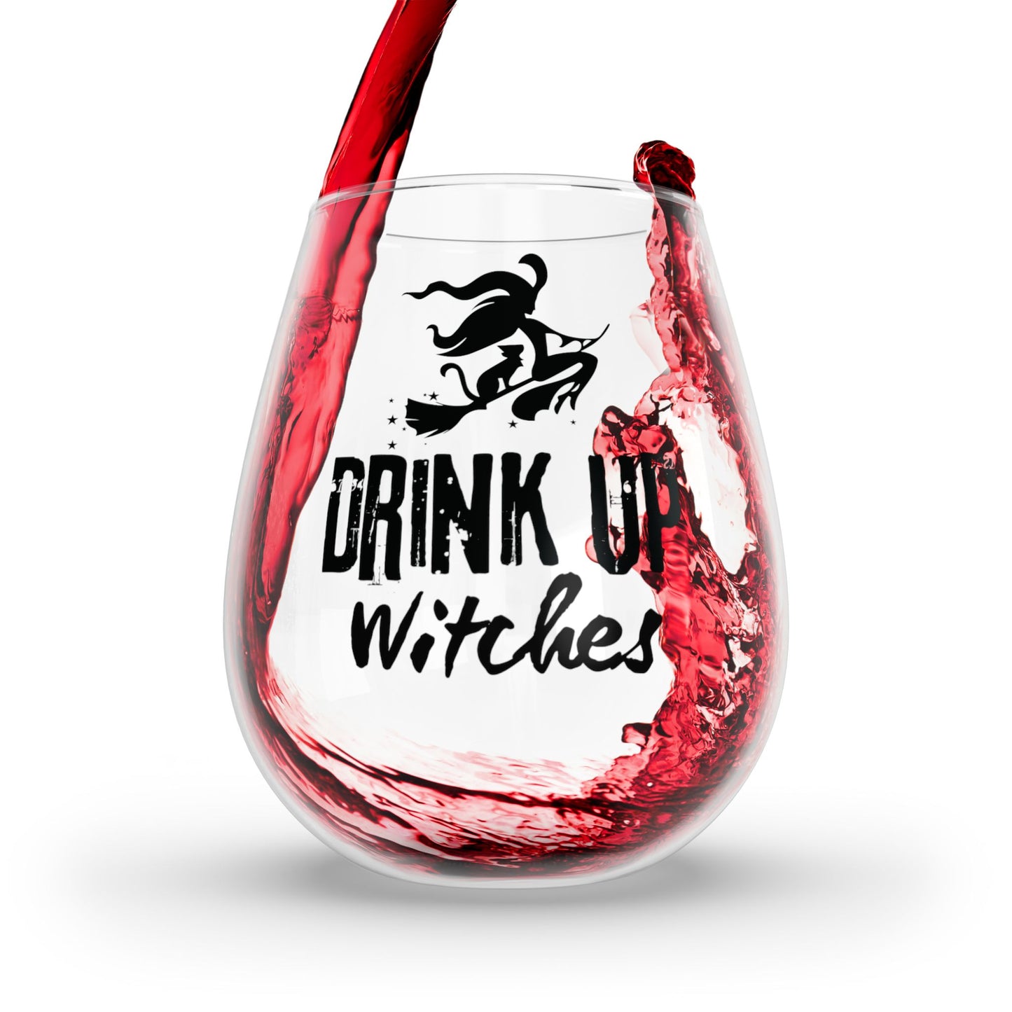 Drink Up Witches Wine Stemless Wine Glass