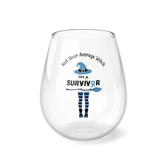 Not Your Average Witch Survivor Stemless Wine Glass -Light Blue