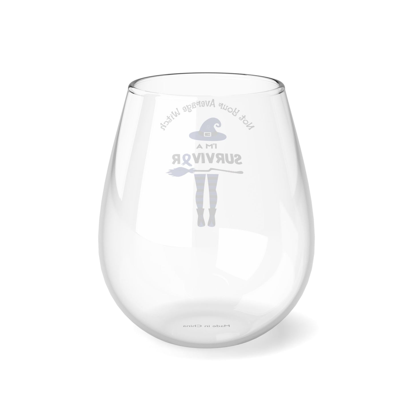 Not Your Average Witch Survivor Stemless Wine Glass - Blue