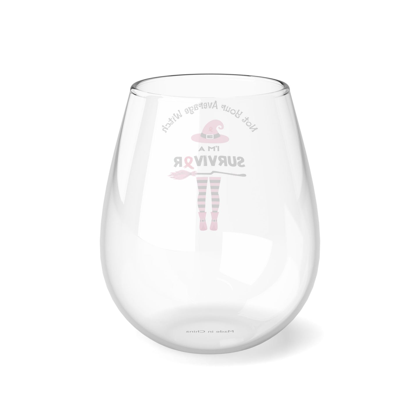 Not Your Average Witch Survivor Stemless Wine Glass - Pink