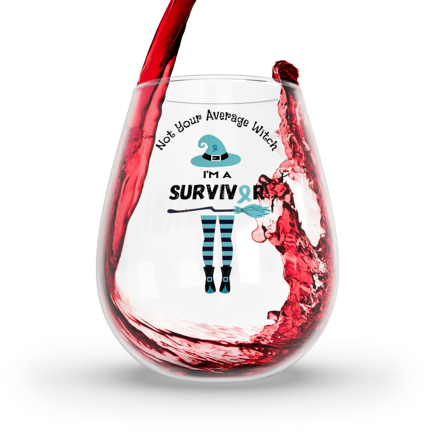 Not Your Average Witch Survivor Stemless Wine Glass -Teal