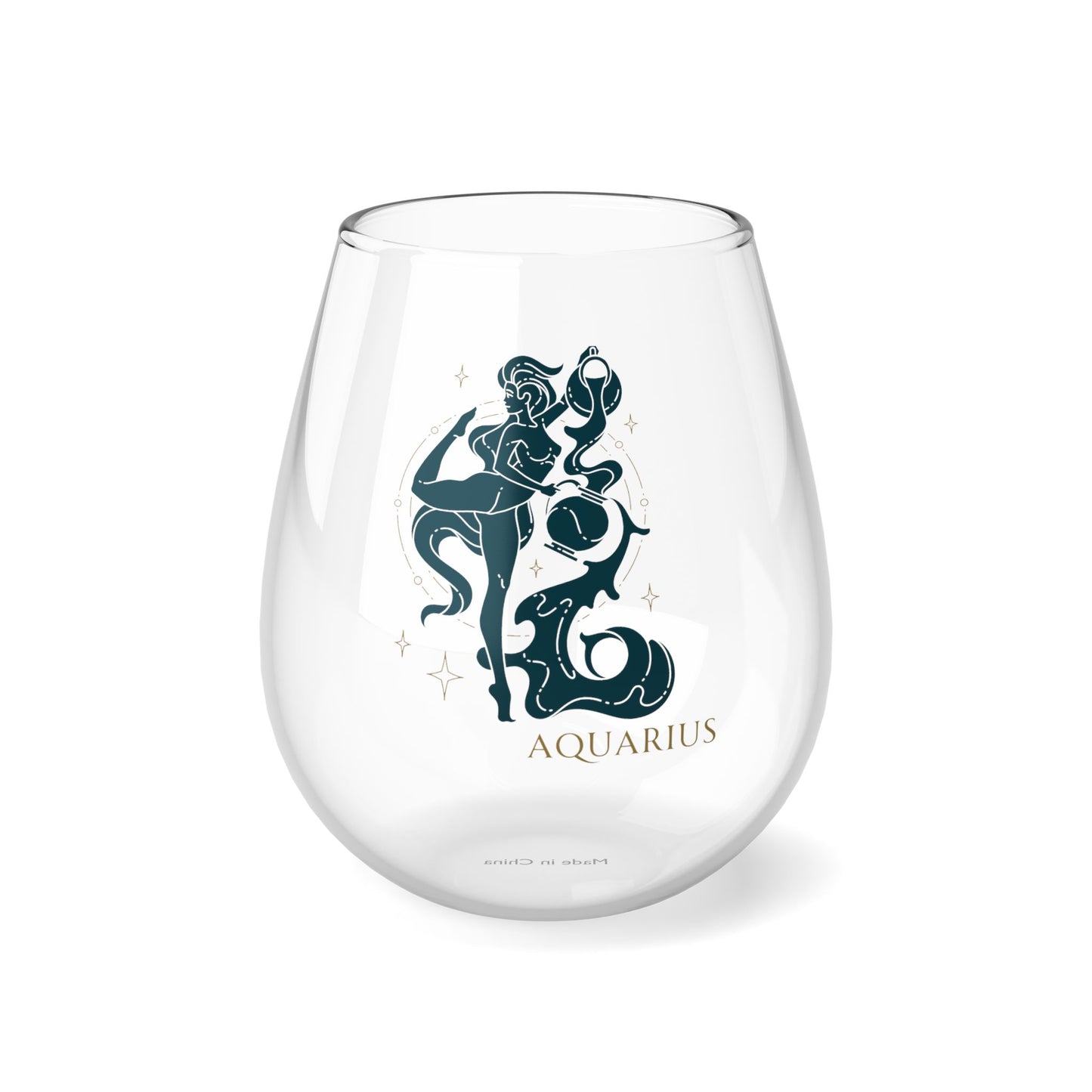 Aquarius Sexy Femme Zodiac Stemless Wine Glass