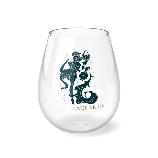 Aquarius Sexy Femme Zodiac Stemless Wine Glass