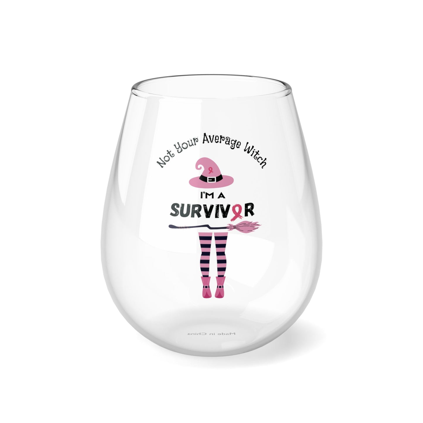 Not Your Average Witch Survivor Stemless Wine Glass - Pink