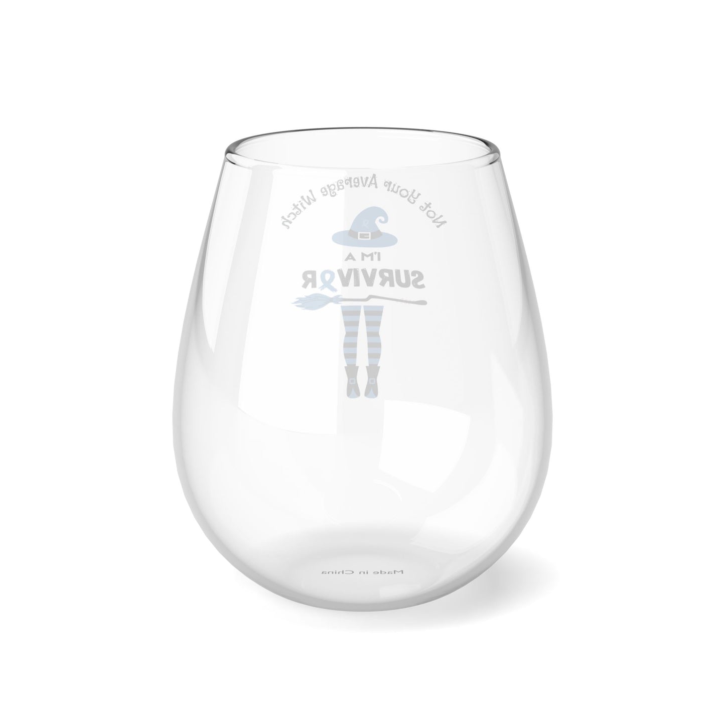 Not Your Average Witch Survivor Stemless Wine Glass -Light Blue