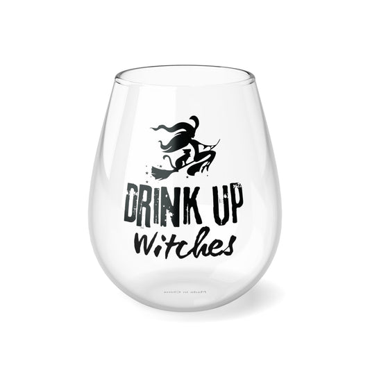 Drink Up Witches Wine Stemless Wine Glass