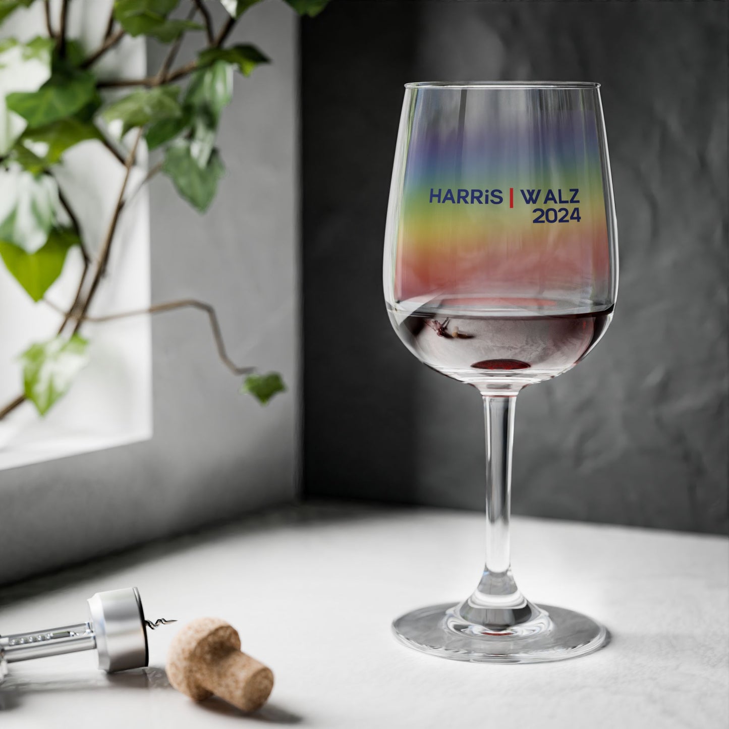 Harris/Walz 2024 Rainbow Wine Glass, 12oz