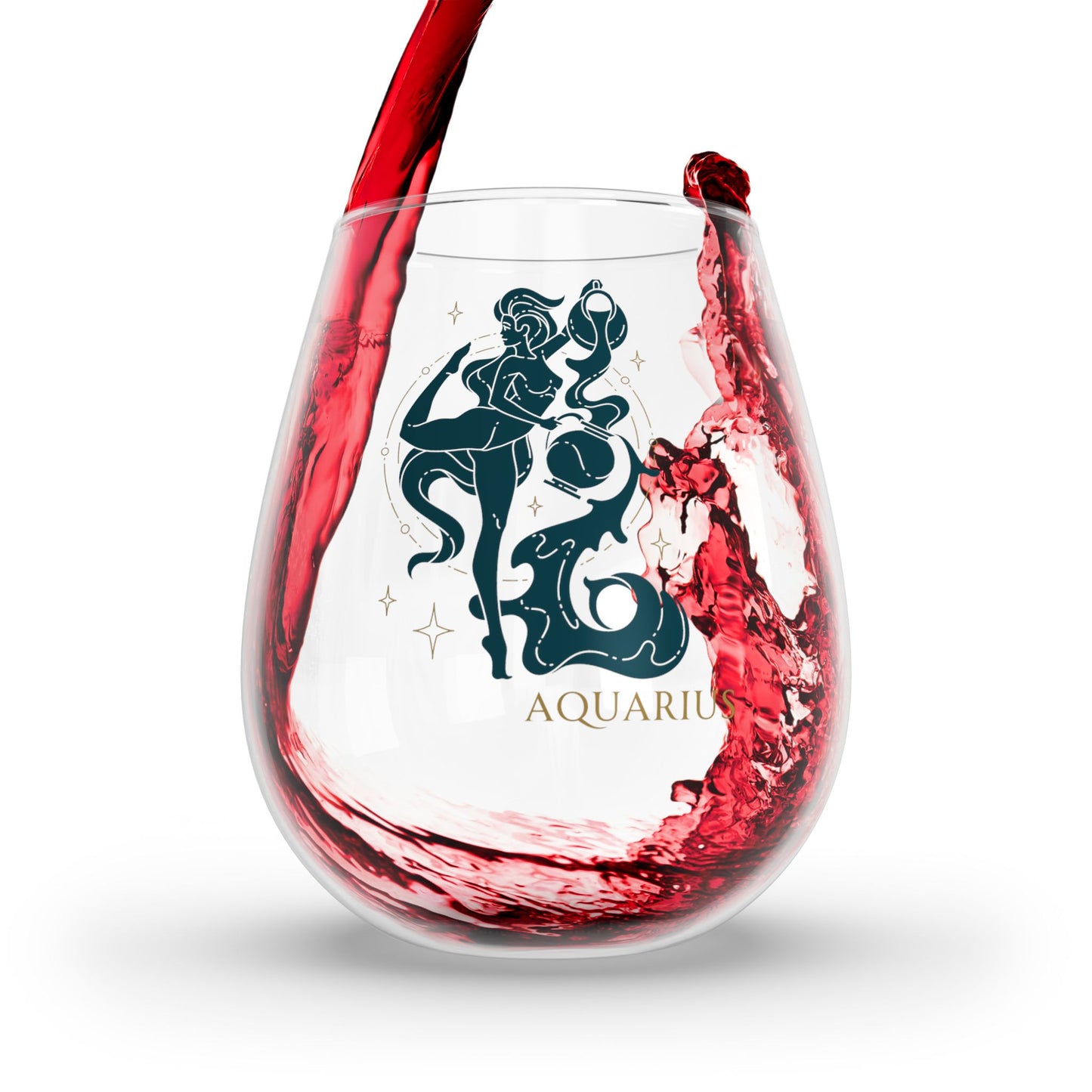 Aquarius Sexy Femme Zodiac Stemless Wine Glass