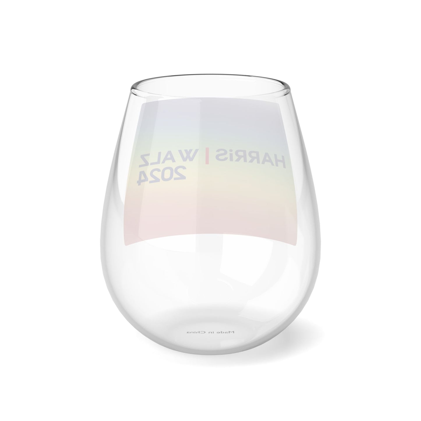 Harris/Walz 2024 Rainbow Stemless Wine Glass