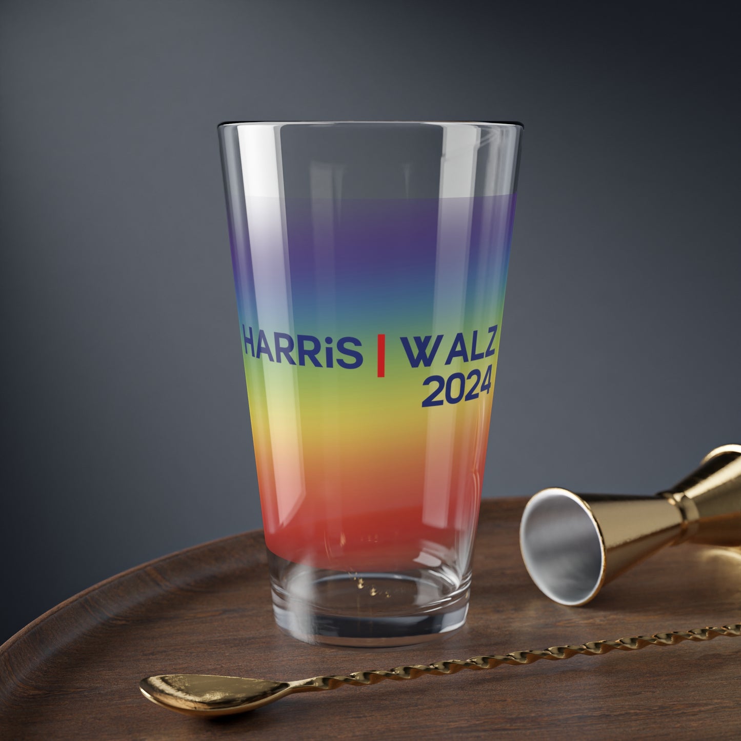 Harris/Walz 2024 Rainbow Pint Glass, 16oz