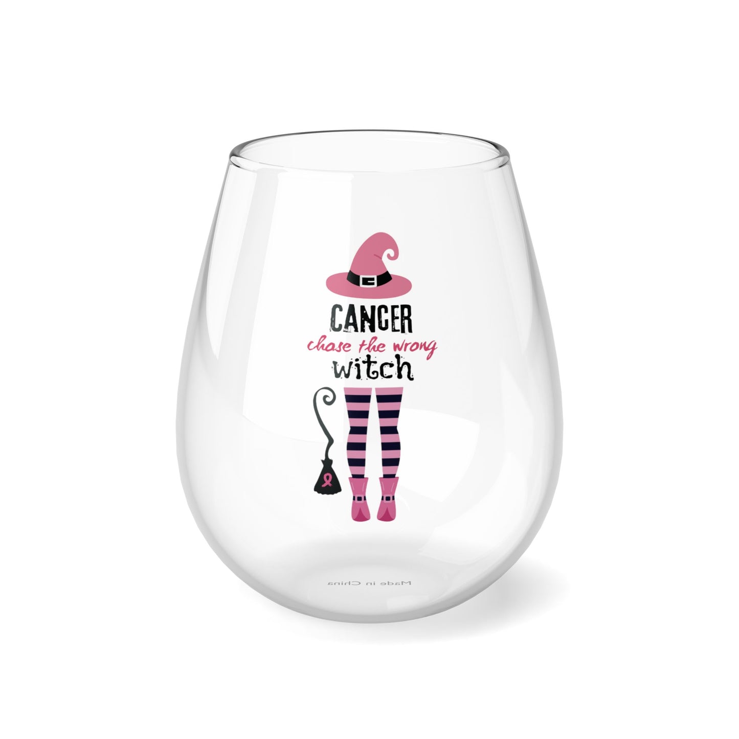 Cancer Chose the Wrong Witch Stemless Wine Glass