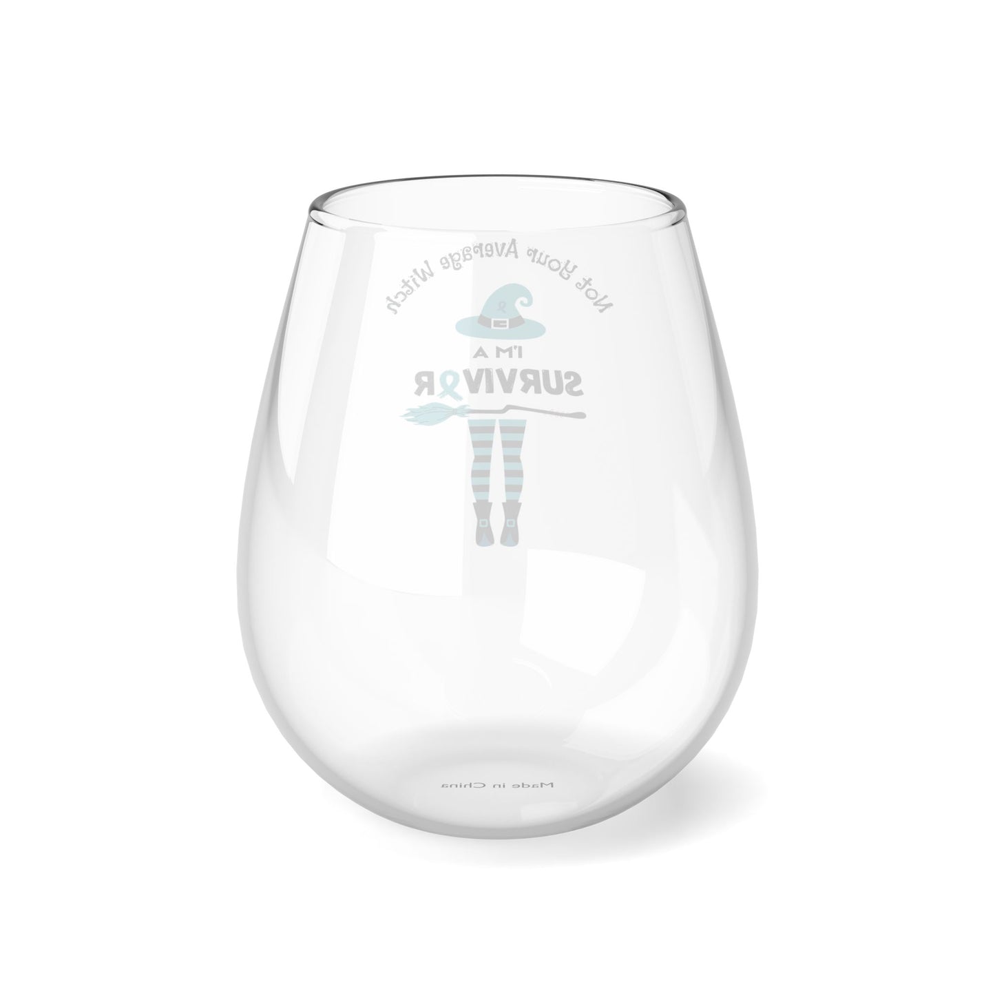 Not Your Average Witch Survivor Stemless Wine Glass -Teal