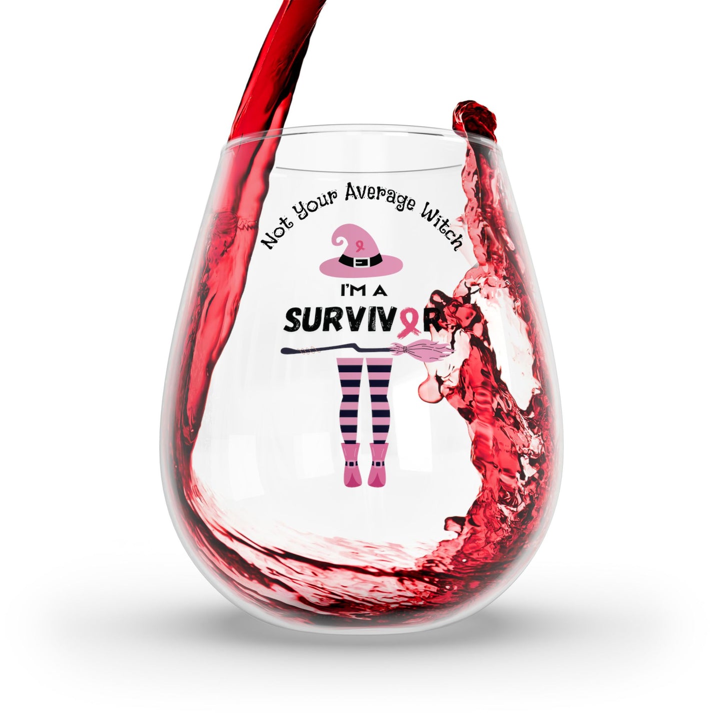 Not Your Average Witch Survivor Stemless Wine Glass - Pink