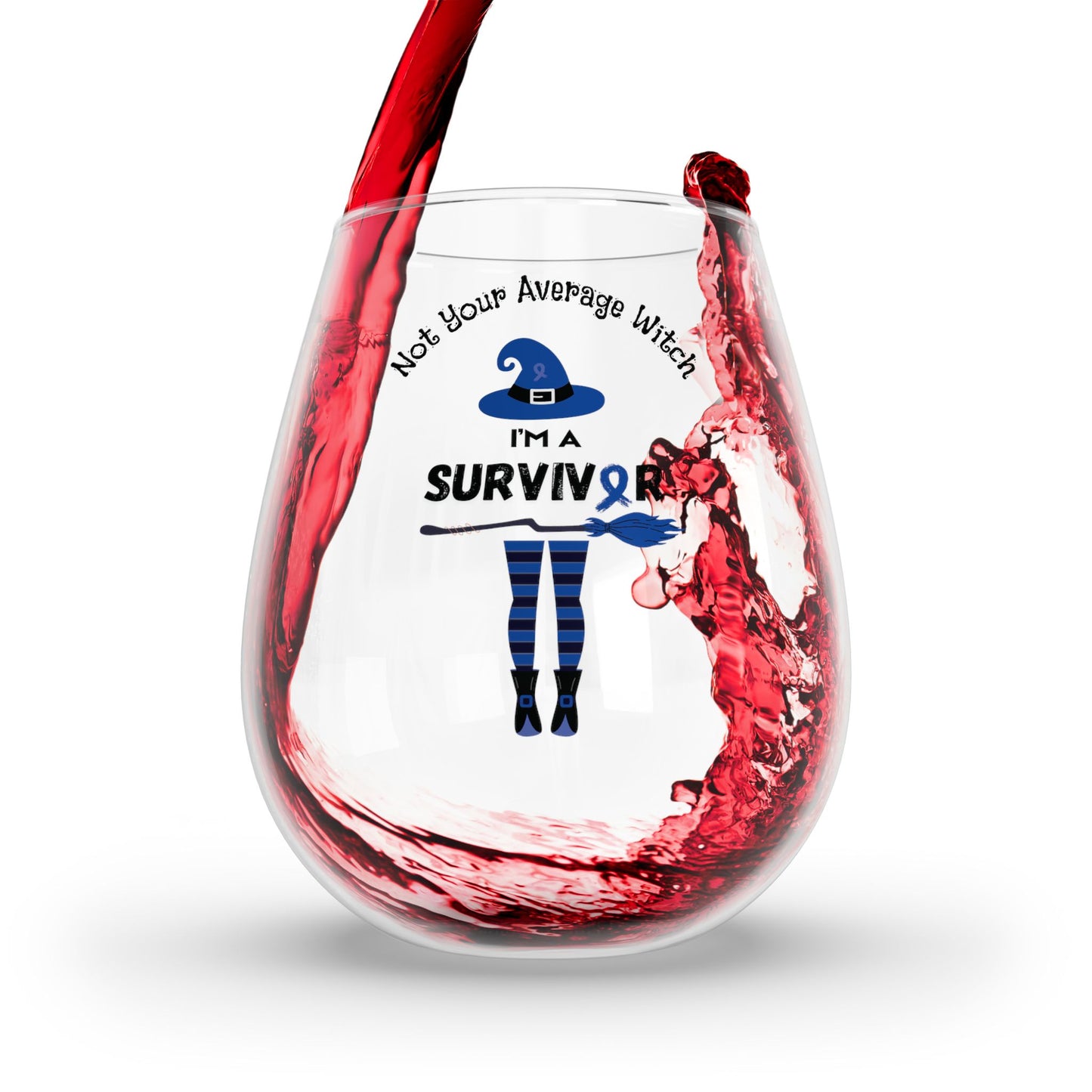 Not Your Average Witch Survivor Stemless Wine Glass - Blue