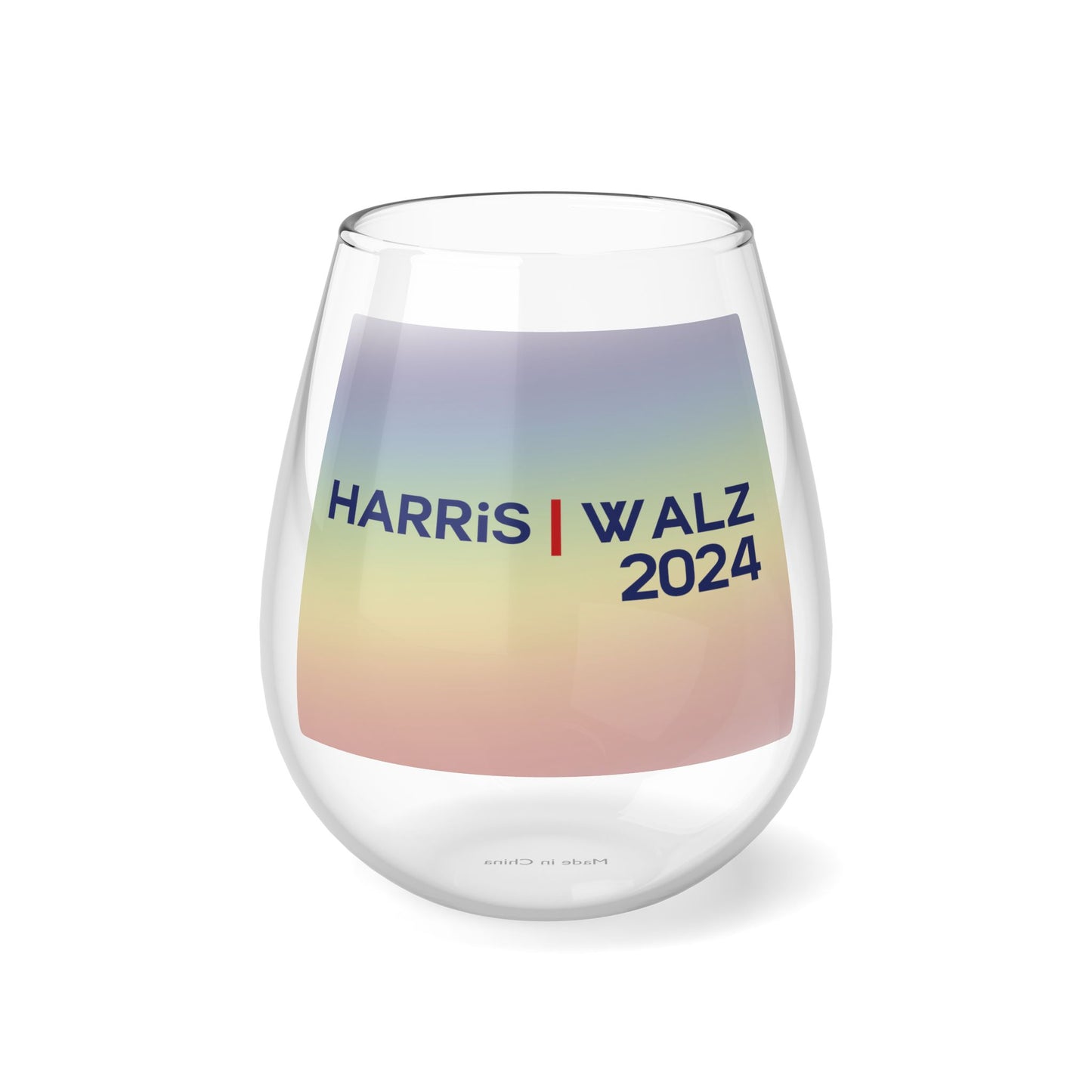 Harris/Walz 2024 Rainbow Stemless Wine Glass