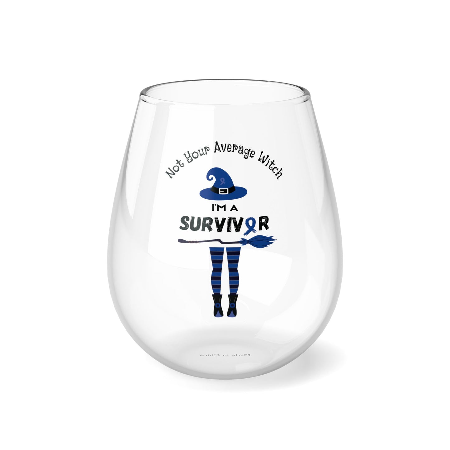 Not Your Average Witch Survivor Stemless Wine Glass - Blue