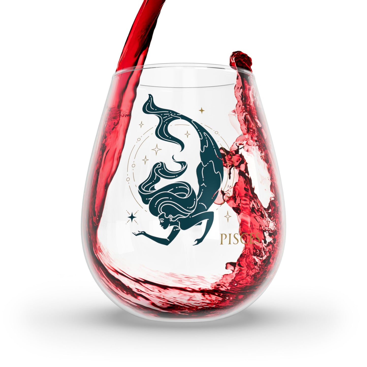 Pisces Sexy Femme Zodiac Stemless Wine Glass