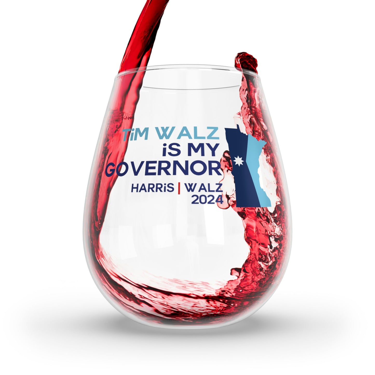 Tim Walz is My Governor Stemless Wine Glass